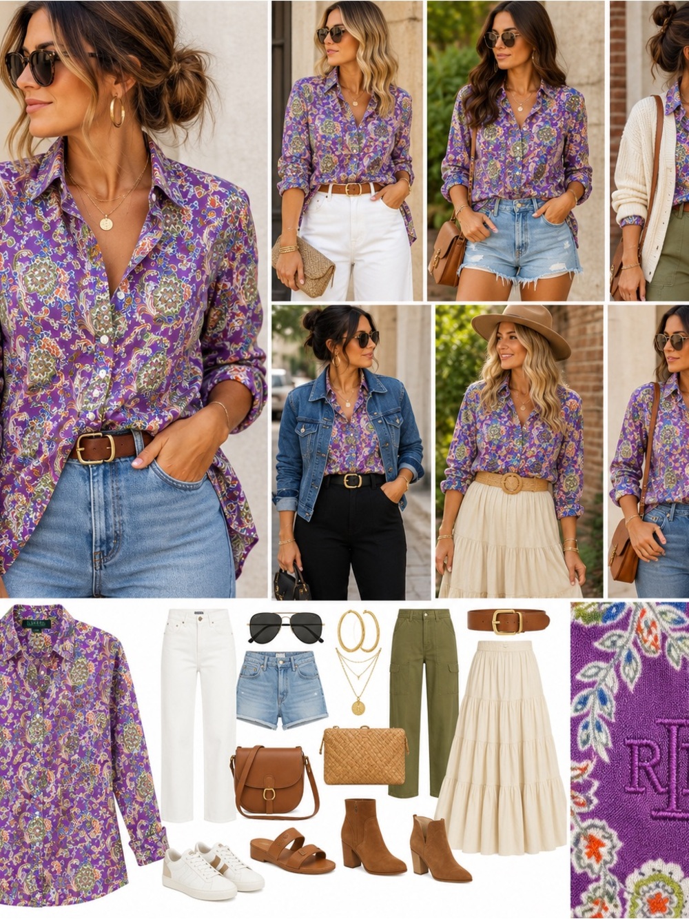 Ralph Lauren Purple Floral Button-Down Shirt